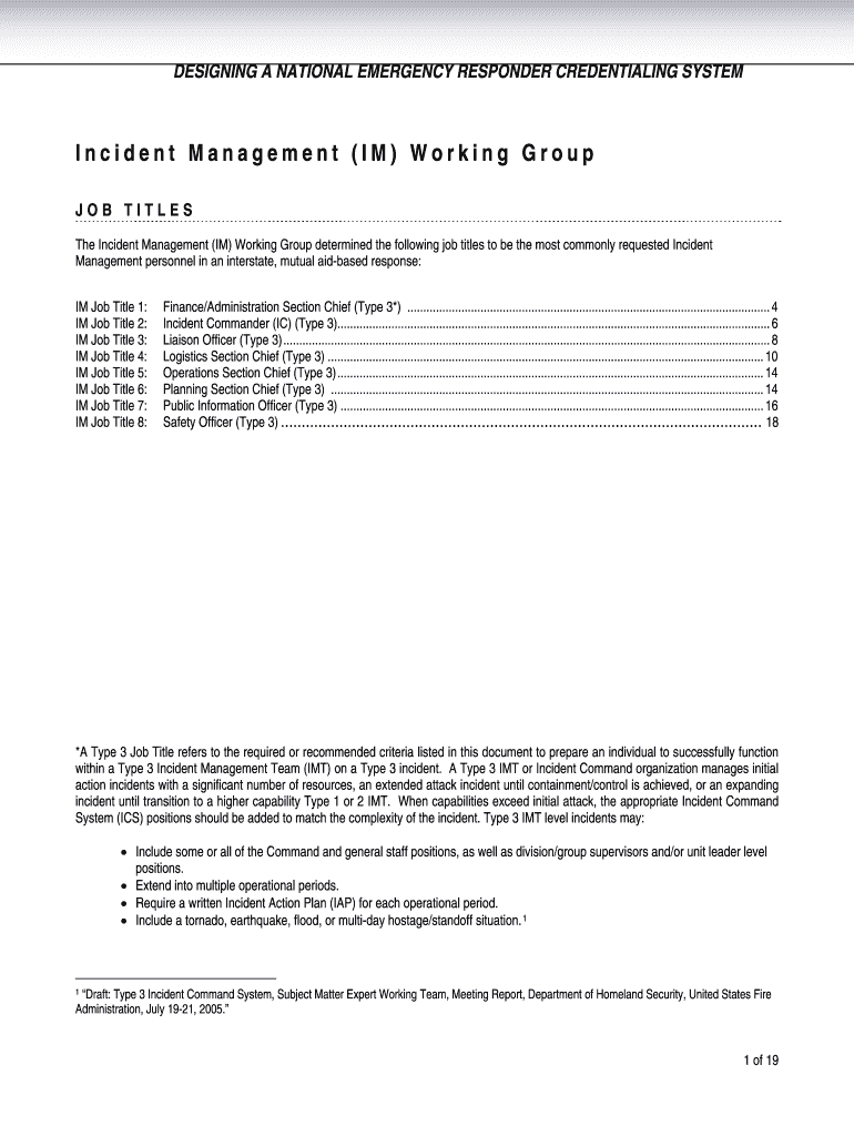 Incident Management (IM) Working Group Preview on Page 1