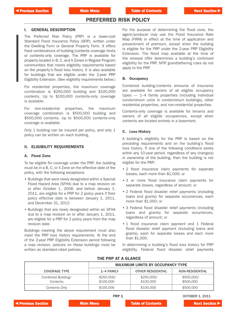 Preferred Risk Policy - Federal Emergency Management Agency - fema Preview on Page 1