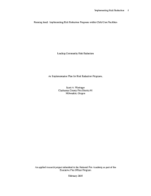 An Implementation Plan for Risk Reduction Programs. R280 - usfa fema