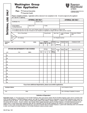 Washington Group Health Plan Application