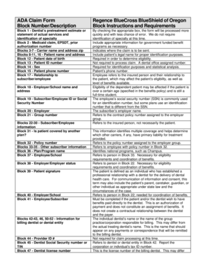 ADA Claim Form Regence BlueCross BlueShield of Oregon