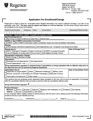 Regence BlueShield Enrollment Change Form