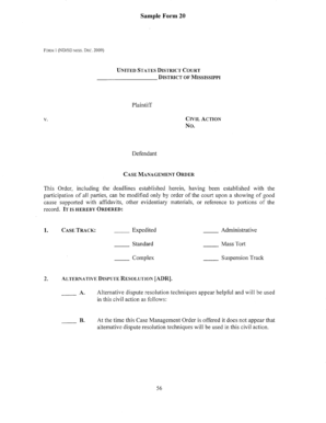 Case Management Order