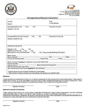 Seven Corners Payment and Correspondence Form