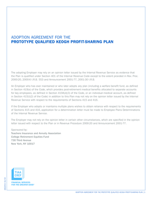 Adoption Agreement for Keogh Profit-Sharing Plan