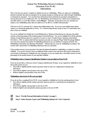 Federal Tax Withholding Election Certificate