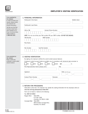 Employer’s Vesting Verification Form