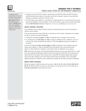 Request for Payment from After-Tax Retirement Annuities