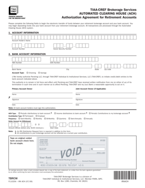 ACH Authorization Agreement for Retirement Accounts