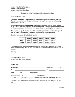 Transamerica Opportunity Program Application