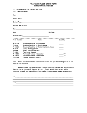 Travelers Flood Order Form