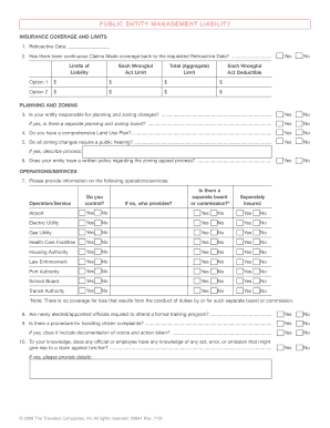 Public Entity Management Liability Insurance Form
