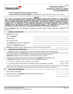 Employment Practices Liability Coverage Application
