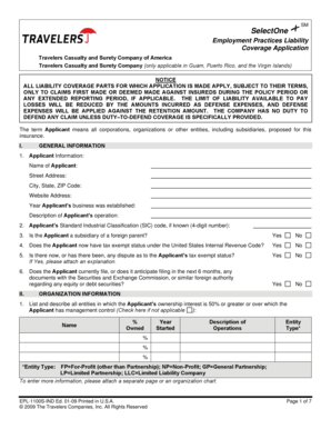 Employment Practices Liability Coverage Application