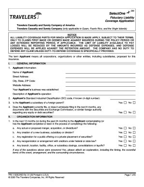 Fiduciary Liability Coverage Application