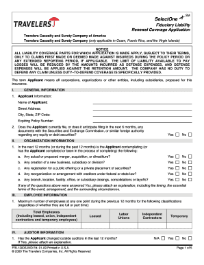Fiduciary Liability Renewal Coverage Application