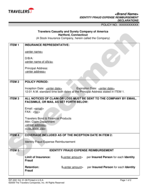 Identity Fraud Expense Reimbursement Declaration