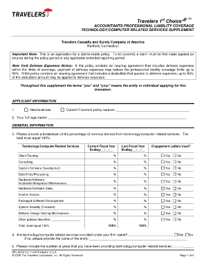 Accountants Professional Liability Coverage Application