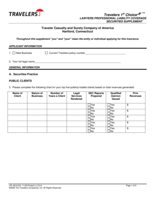 Lawyers Professional Liability Coverage Application