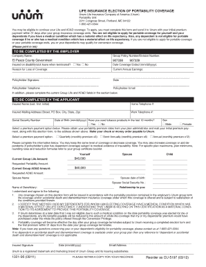 Life Insurance Portability Coverage Election Form