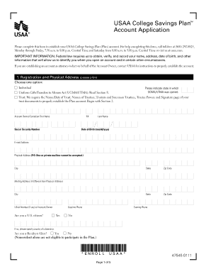 USAA College Savings Plan Account Application