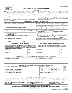 US Federal Direct Deposit Sign-Up Form