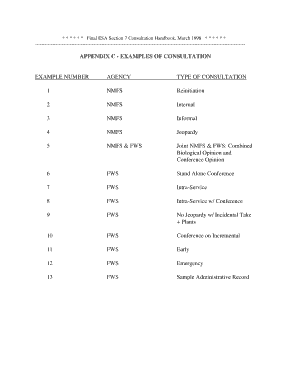 Example of handbook - APPENDIX C - EXAMPLES OF CONSULTATION EXAMPLE ... - fws