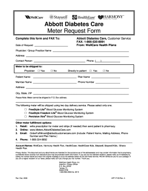 Abbott Diabetes Care Meter Request Form