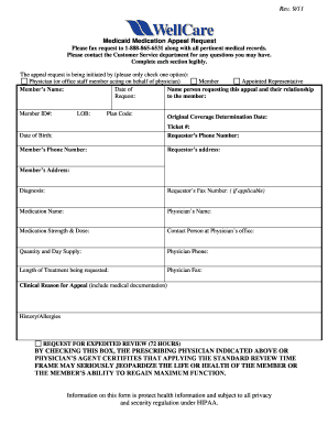 Medicaid Medication Appeal Request Form