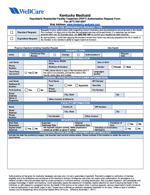 Kentucky Medicaid PRFT Authorization Request Form