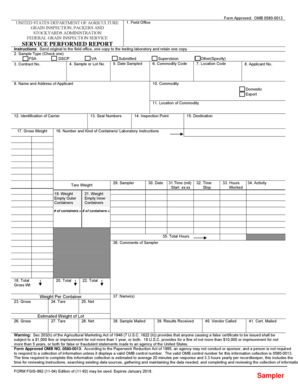 USDA FGIS-992 Service Performed Report