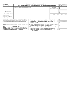 IRS Form 730 Tax on Wagering