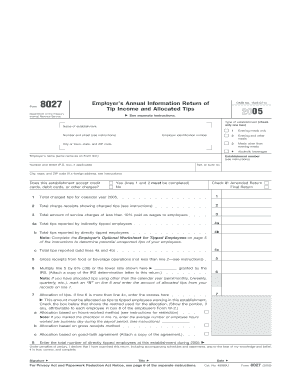 IRS Form 8027 2005