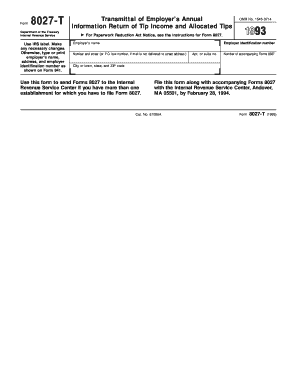 IRS Form 8027-T