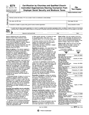 IRS Form 8274 Certification