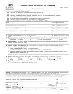 IRS Form 843 Claim for Refund and Request for Abatement