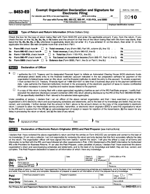 Form 8453-EO Exempt Organization Declaration
