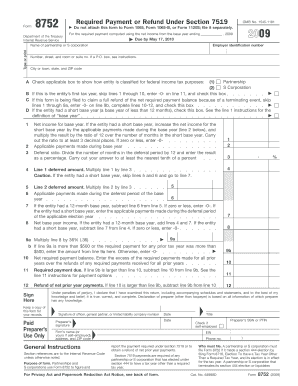 IRS Form 8752 2009