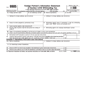 Form 8805 Foreign Partner's Information Statement