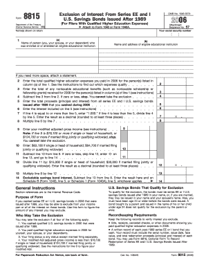 Form 8815 U.S. Savings Bonds Exclusion