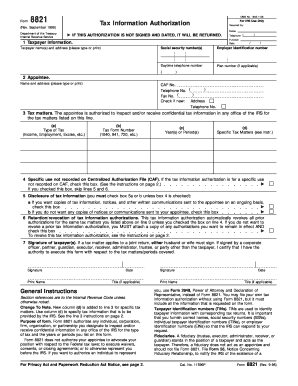 IRS Form 8821 Tax Information Authorization