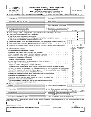 Form 8823 Low-Income Housing Credit Noncompliance Report