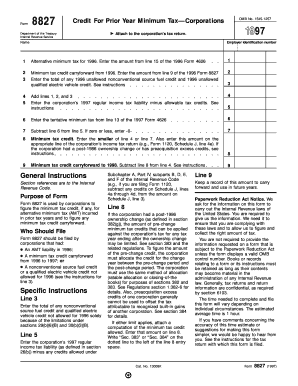 Form 8827 Credit For Prior Year Minimum Tax—Corporations