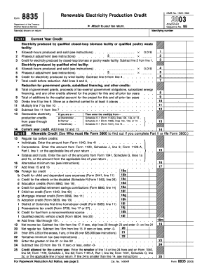 Form 8835 Renewable Electricity Production Credit
