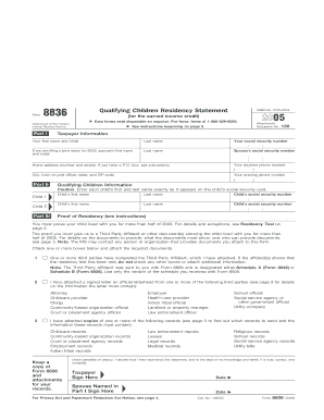 Form 8836 Qualifying Children Residency Statement