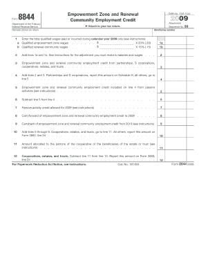 Form 8844 Empowerment Zone and Renewal Community Employment Credit 2009