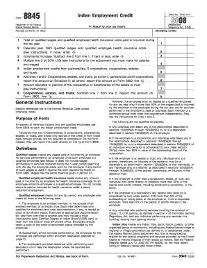 IRS Form 8845 Indian Employment Credit