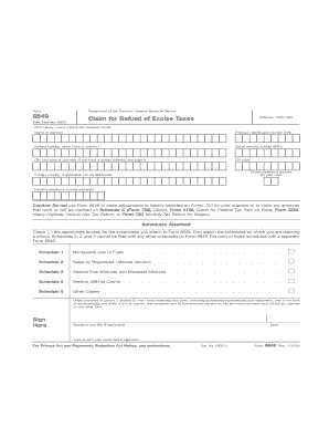 IRS Form 8849 Claim for Refund of Excise Taxes