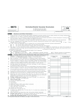IRS Form 8873 Extraterritorial Income Exclusion