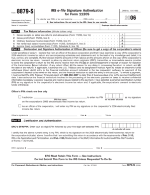 IRS Form 8879-S 2006